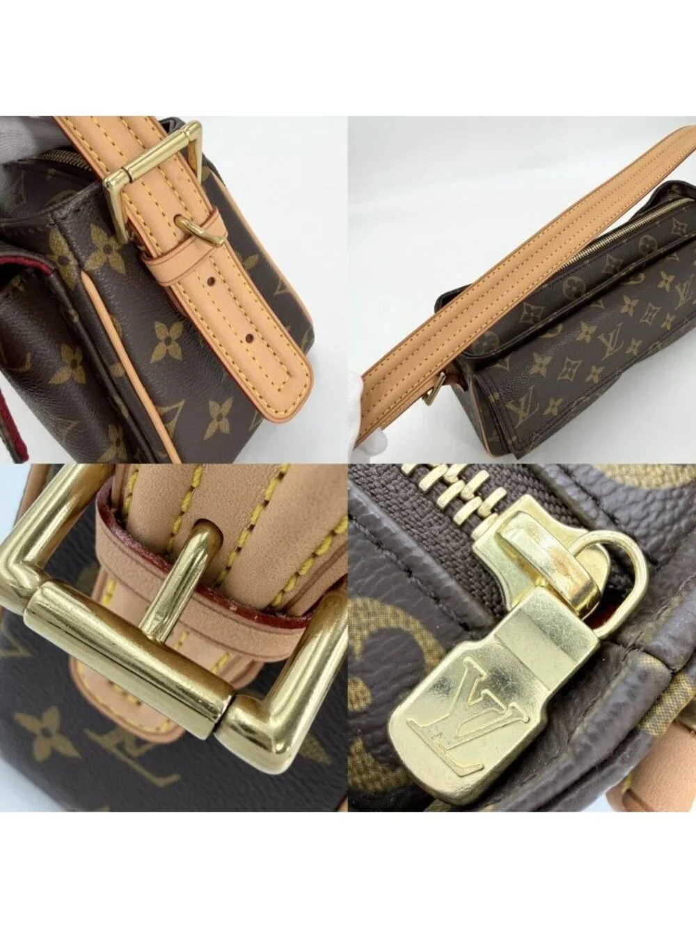 Louis Vuitton For Shoulder Bag MM Handbag Monogram Canvas Brown Gold Vintage
